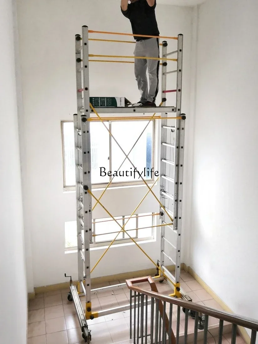 Aluminum Alloy Scaffolding Lift Folding Mobile Engineering Ladder Aerial Work Platform Ladder