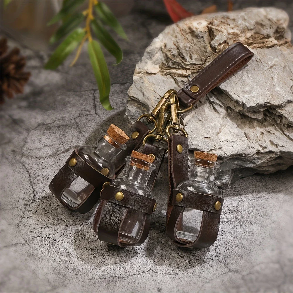 Medieval Alchemy Vial PU Leather Holder Belt - Artificial Potion Bottle Accessory for Renaissance Faires And Cosplay Belt