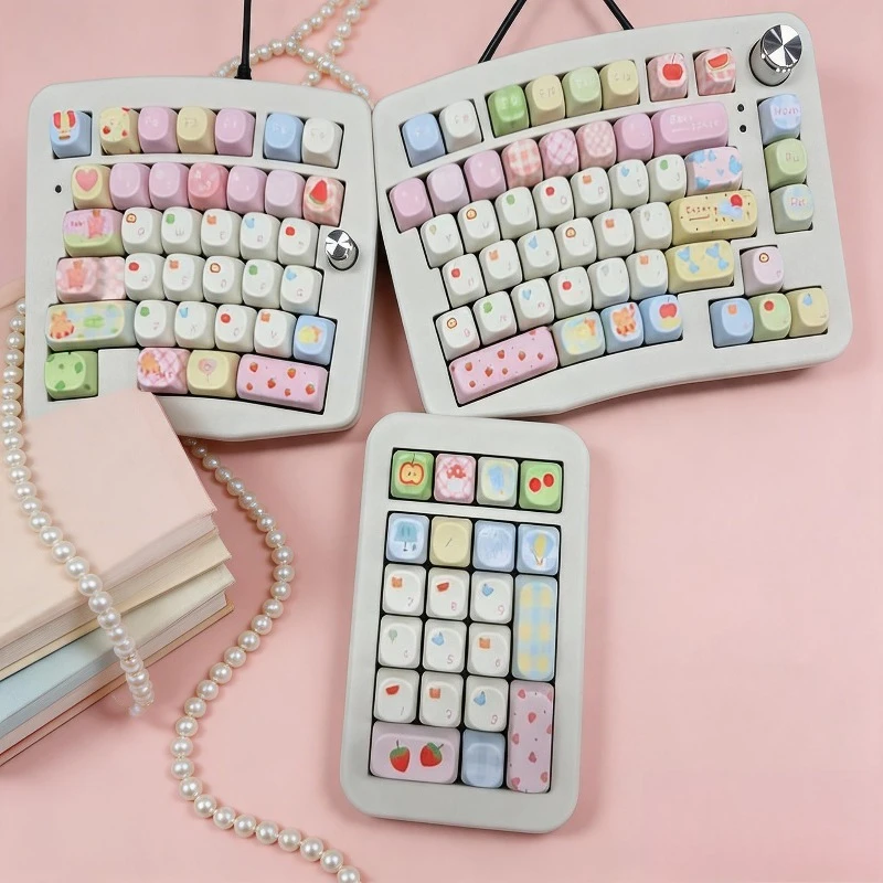 Little Bear's Summer Theme Keycaps Set Customized PBT Sublimation MOA/Cherry Profile Keyboard Cap Mechanical Keyboard Accessorie