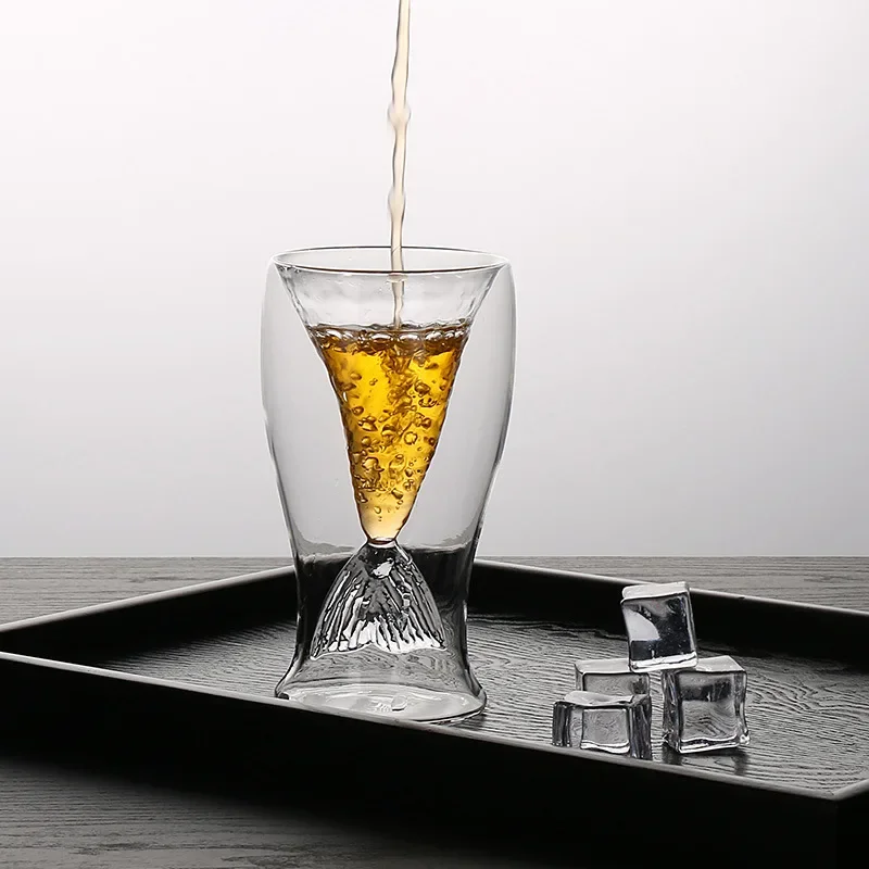 100ml Cute Mermaid Tail Wine Glass Double Wall Cocktail Glass Beer Whisky Cup Glassware Bar Tools