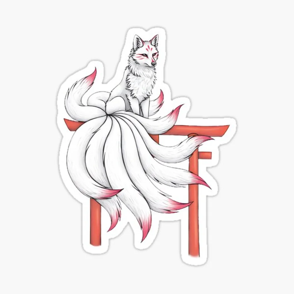 Kitsune Japanese Fox Spirit Mask Art Design LIMITED EDITION Sticker for Laptop Decor Bedroom Car Cute Cartoon Art Fashionable Pu