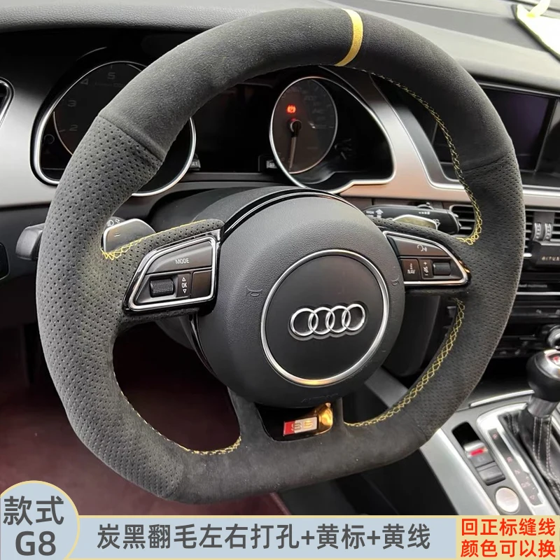 Hand-Stitched non-slip Suede Car Steering Wheel Cover For Audi S1 (8X) S3 (8V) Sportback S4 (B8) Avant S5 (8T) S6 S7 RS Q3 SQ