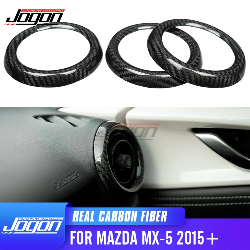 

For Mazda MX-5 MX5 Miata 2016-2023 Carbon Fiber Car Interior Air Condition Vent Control Button Ring Cover Trim Accessories