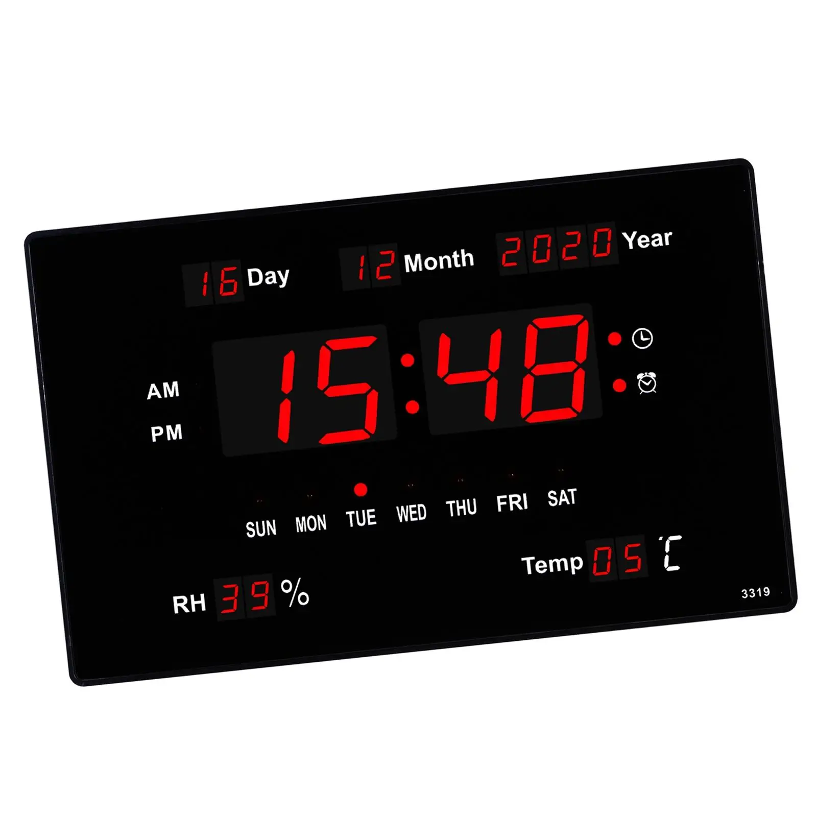 Imagem -02 - Grande Eletrônico Relógio de Parede Alarme Função Chime Horário Calendário Temperatura Display Relógios de Mesa Relógios Digital Led