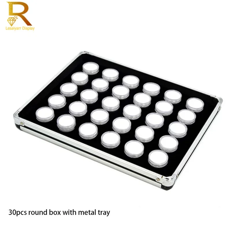 Metal Diamond Jewelry Tray With Insert Box Stone Gem Storage Exhibition Holder Gemstone Showcase Stone Display Organizer Boxs