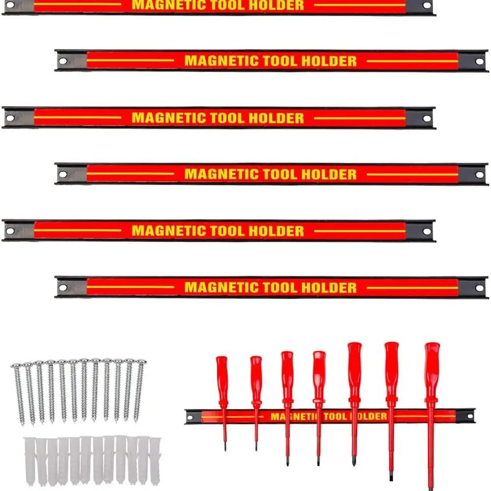 

18-дюймовые магнитные стойки для инструментов C-CHAIN из 6 предметов — сверхпрочный металлический набор органайзеров для хранения для гаража/мастерни с крепежными винтами