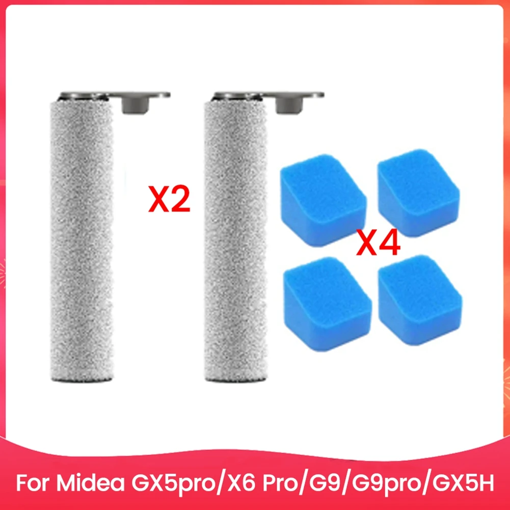 BISM 6PCS Parti di ricambio per Midea Gx5pro/X6 Pro/G9/G9pro/GX5H Parti per aspirapolvere Spazzola a rullo principale Spugna filtro
