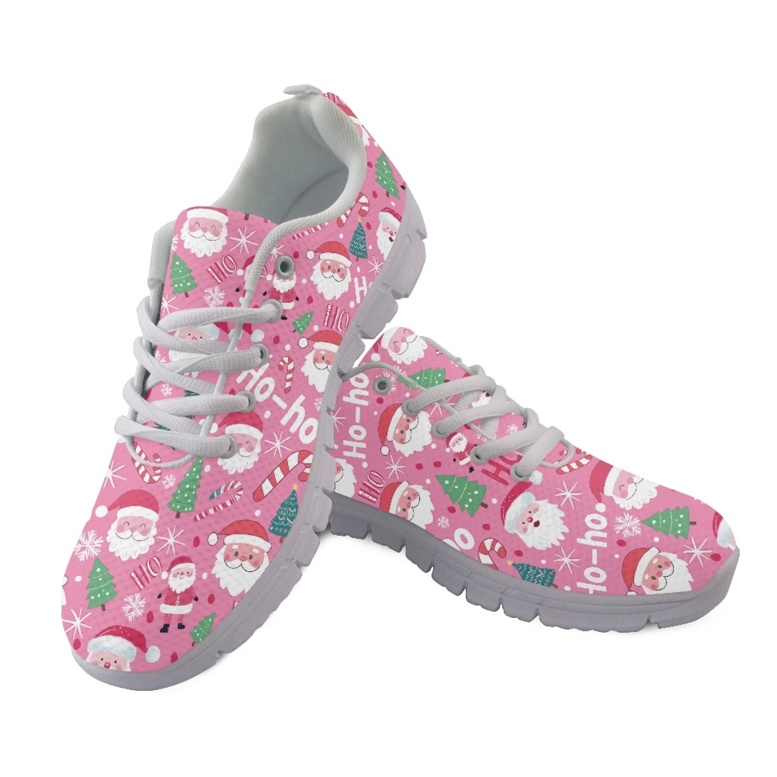 Coloranimal Pink Santa Claus New Design Anti-Slip Sports Shoes for Women Mesh & EVA Sole Running Shoes Athletic Shoes