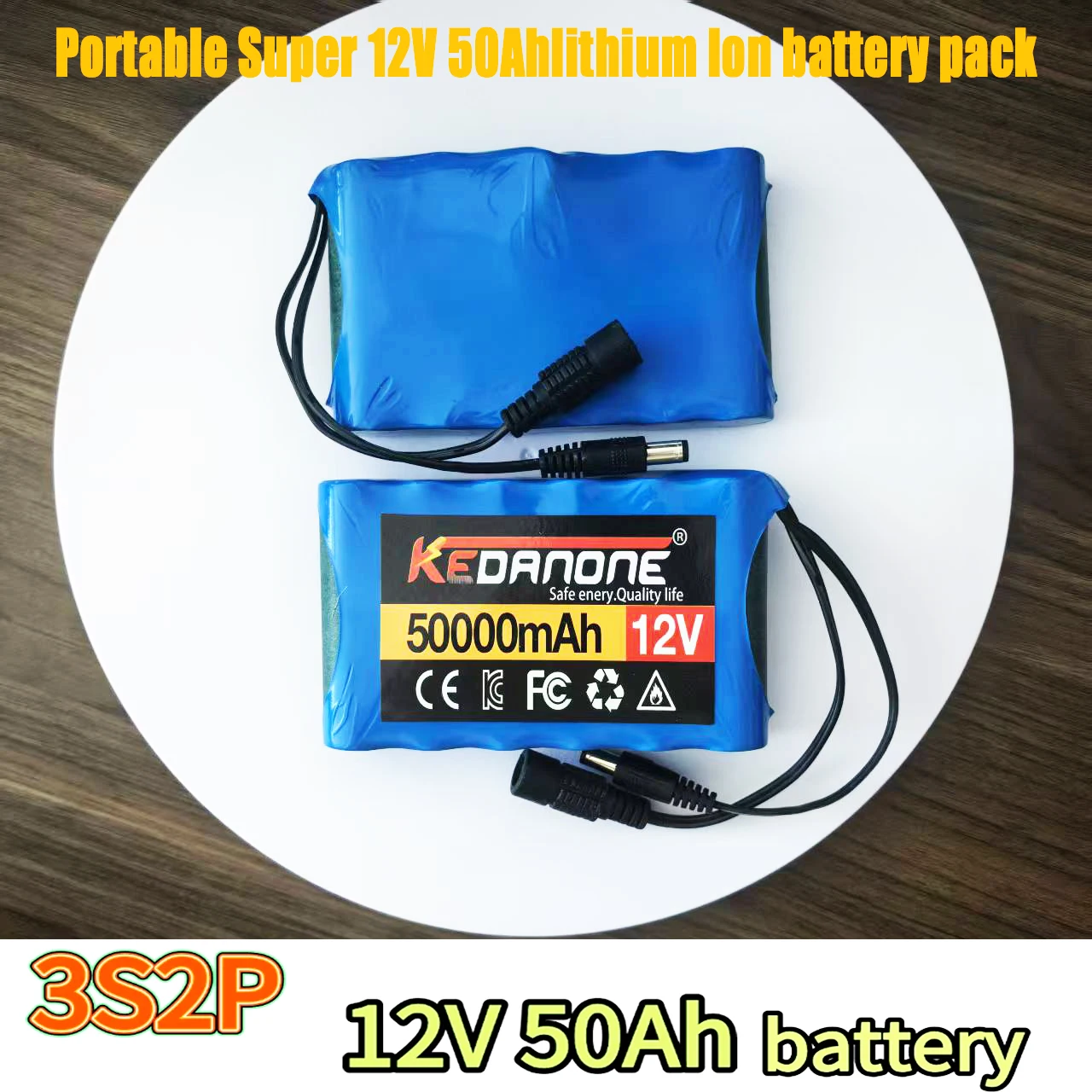 

★ 12V 18650 battery pack 50000mAh 18650 rechargeable battery 12.6V 1A charger, suitable for monitor,spray,toy car,outdoor light