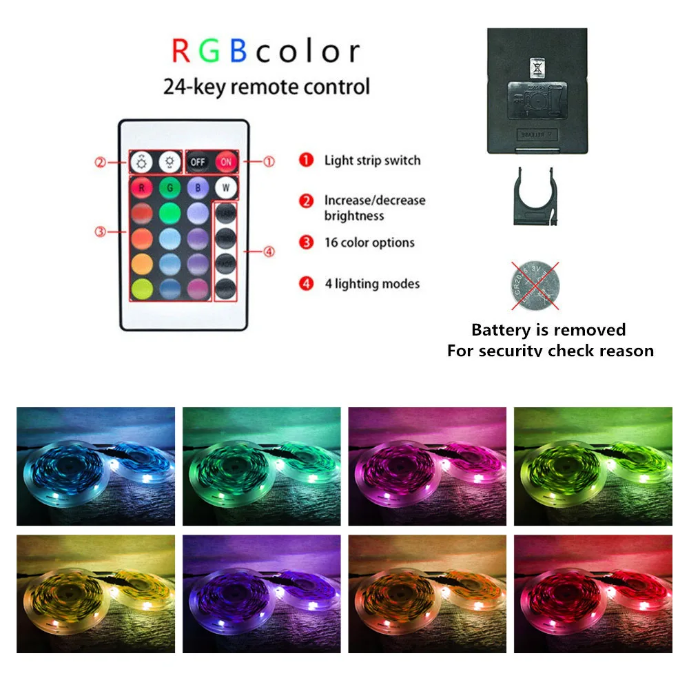 Imagem -02 - Tira Conduzida para a Decoração do Quarto tv Backlight Bluetooth Remoto Led 1m 2m 3m 4m 5m Rgb Fita Led Luz de Tira 5050 Cores para o Natal