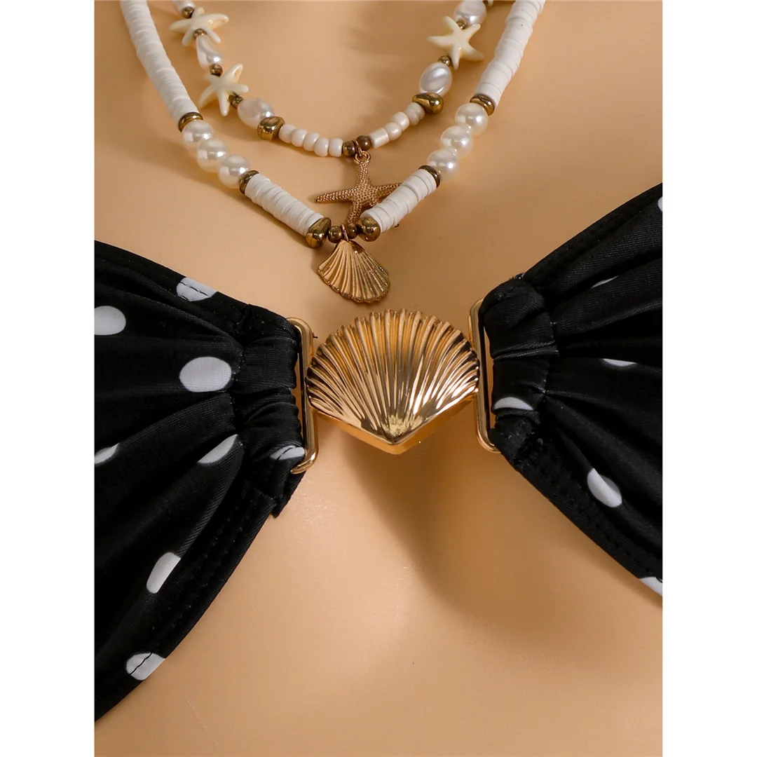 Polka Dots mit Rock, Neckholder-Bikini, Damen-Badebekleidung, dreiteiliges Bikini-Set, Badeanzug, Badebekleidung, Schwimmanzug V8313 – Detail 15