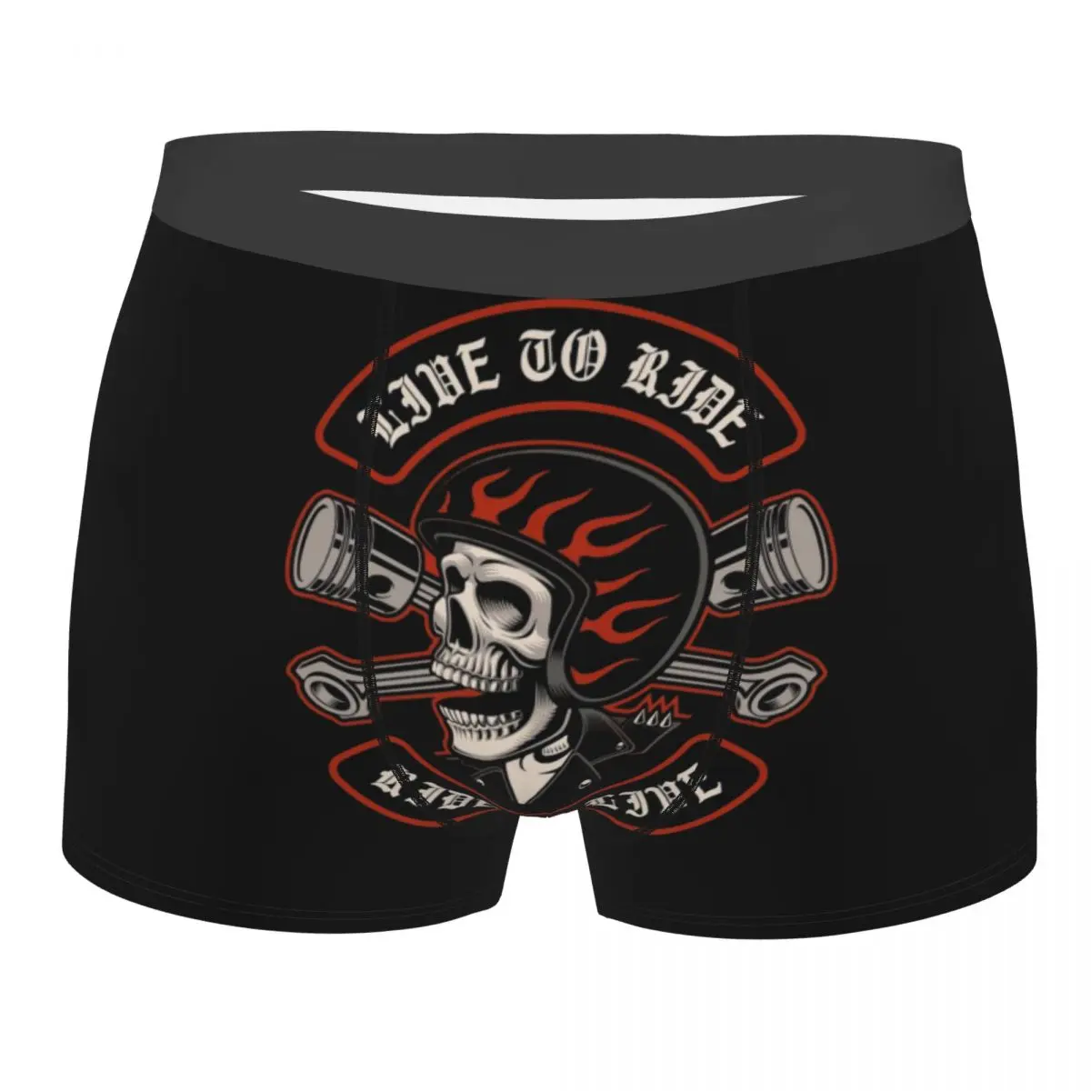 Male Cool Biker Motorcycle Skull Rockabilly Underwear Boxer Briefs Men Soft Shorts Underpants