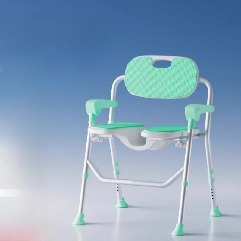 

Thickened Anti-Slip Foldable Shower Chair 5-Level Height Adjustment 3D Contoured Seat Lightweight Alloy Frame for Pregnant Users
