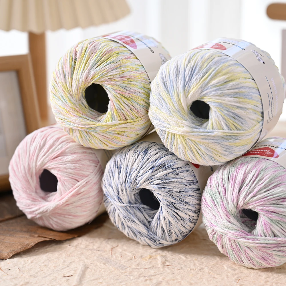 4-Pack of Colorful Bean Lace Yarn, 50g Per Roll, Total 200g. Vibrant and Colorful Pure Cotton Lace Yarn, Rich in Colors, Suitable for Knitting Sweaters, Scarves, Hats, Shawls, Triangular Scarves, Hairpin Decorations, Bags, and Various Handmade Crafts. High-Quality