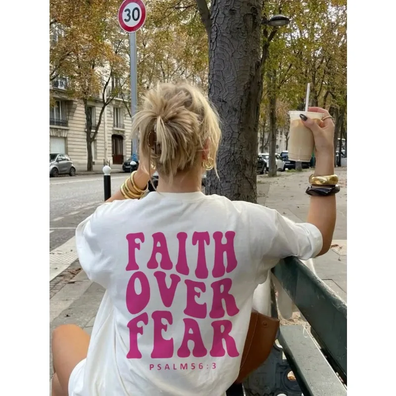 

Women’s Summer Letter Print T-shirts 100％ Cotton Breathable Tops Harajuku Y2K Fashion Fmale Streetwear Oversize Half-sleeve Tops