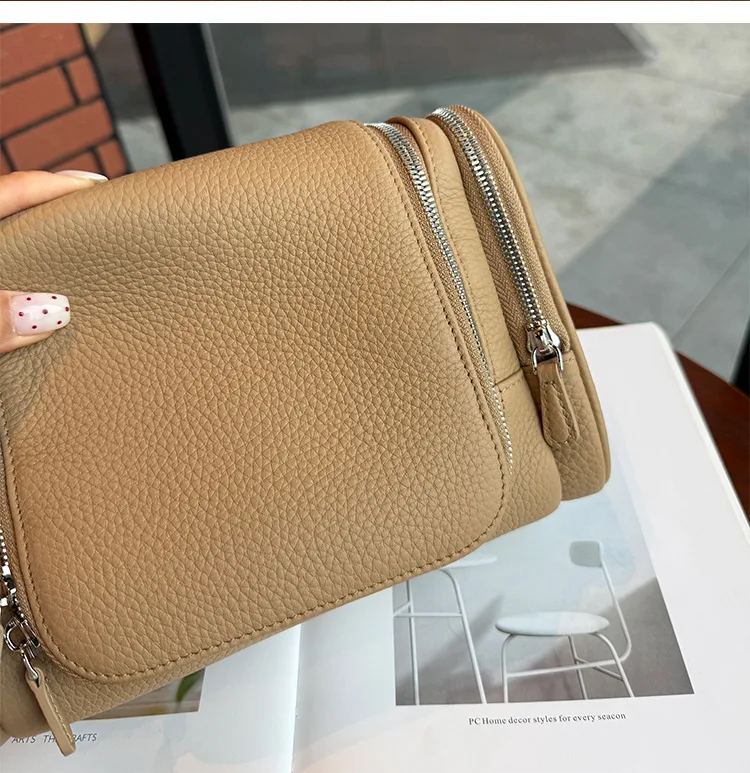Echtes Leder Unisex Hängende Kosmetiktasche Reise Große Kapazität Multifunktionale Premium Toilettenartikel-Aufbewahrungstasche Tragbar – Detail 21