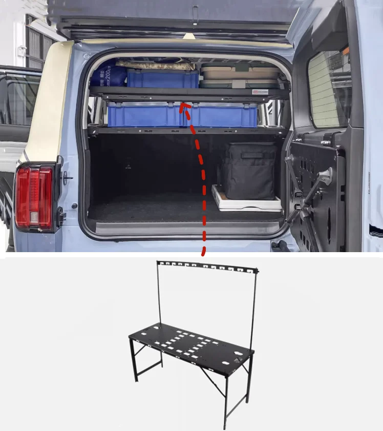 For GWM Tank 300 2020-2024 Car Rear Trunk Molle Storage Panel Foldable Table Car Accessories