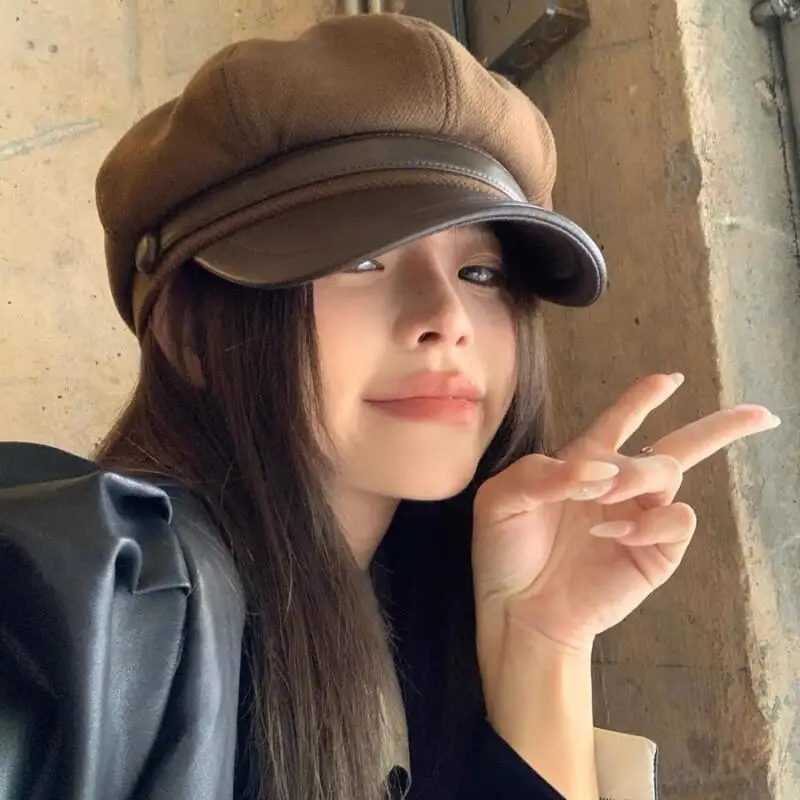 امرأة قبعة الخريف الشتاء الرجعية الرسام قبعة كبيرة محيط الرأس صياد قبعة مزاجه الموضة حسن المظهر قبعة بالجملة