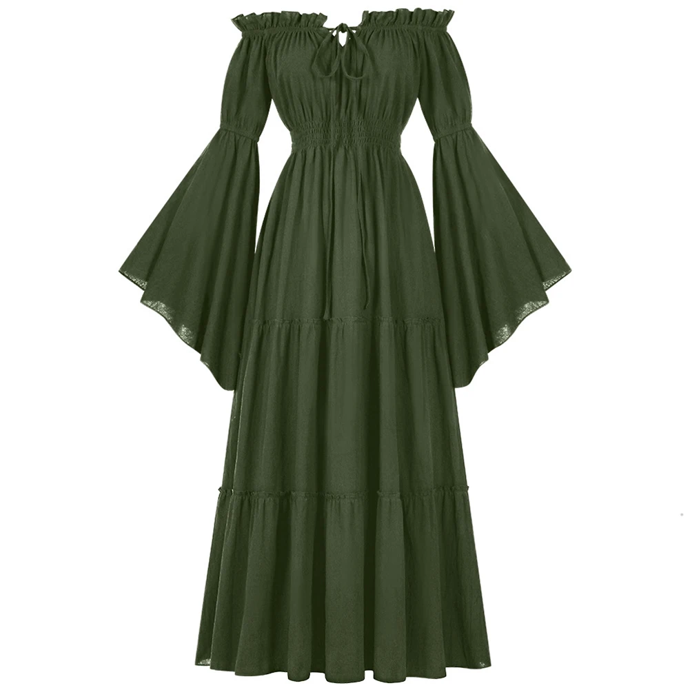 Gothic-Kleid, mittelalterliches Kostüm, schulterfreies Design, leicht dehnbar, bequem, Cosplay-Outfit, Cosplay-Kostüm, Anziehparty