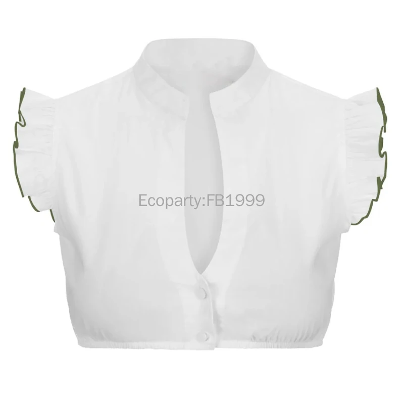 2024 germania Oktoberfest Costume camicia per le donne Vintage Dirndl Dress bianco manica corta Crop top Stage Performance Tank Vest