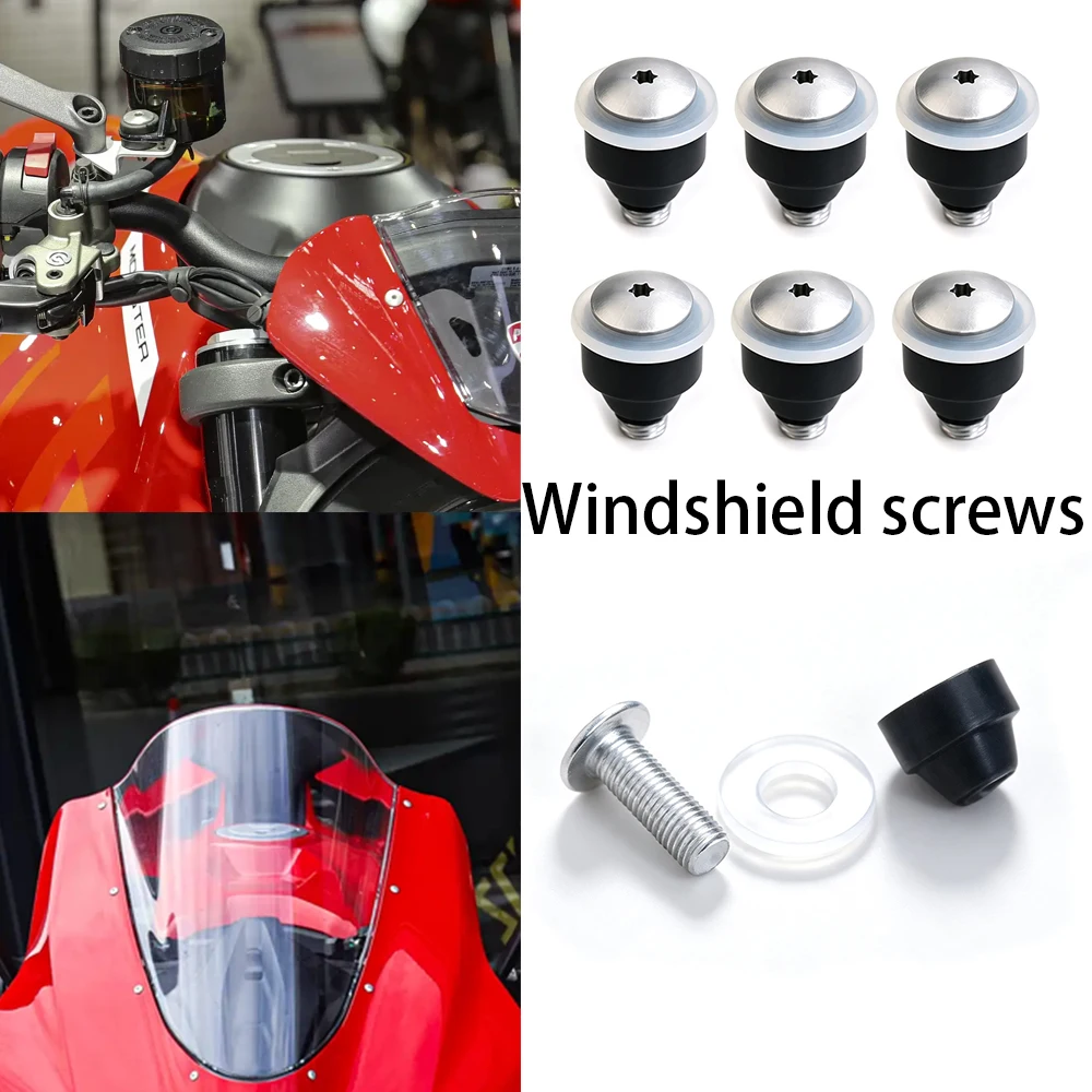For Ducati Panigale 1299 1199 959 V4 V4s V2 Motorcycle 2026 Windshield Glass Fixing Screw Rubber Monster 696 796 1100 821 1200