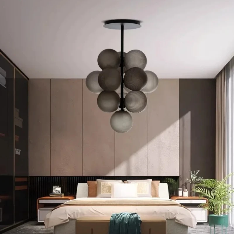 

Скандинавский современный креативный виноградный стеклянный шар, люстра, спальня, столовая, гостиная, художественное украшение, G9, подвесной светильник с источником света