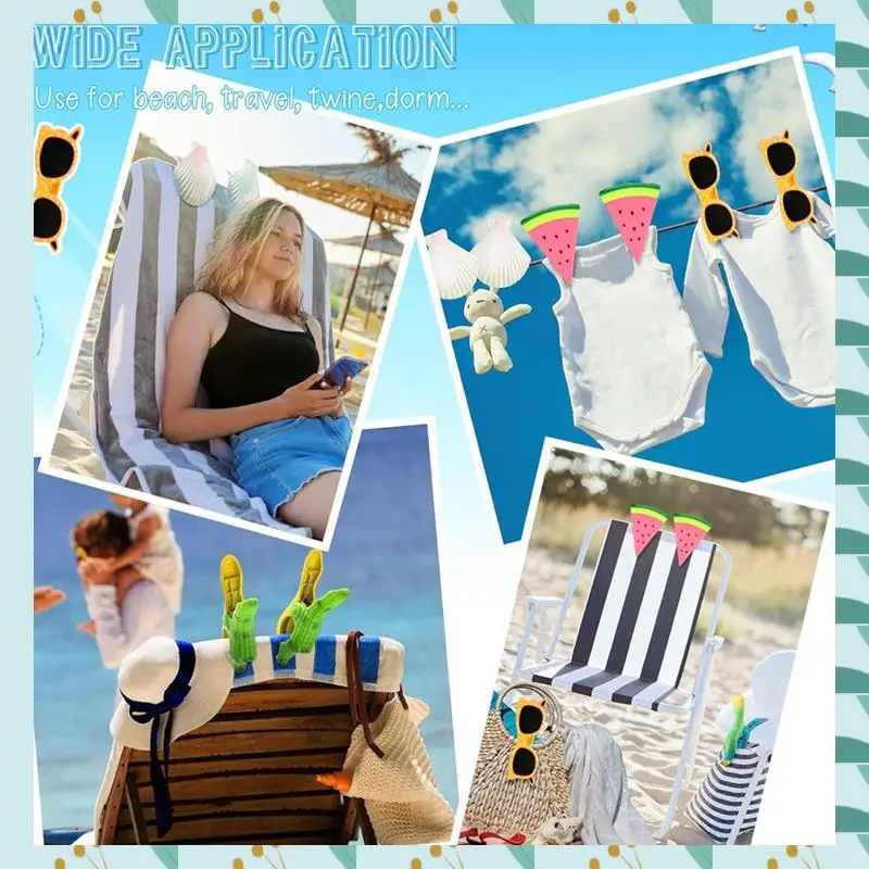 

A71P 8 Pcs Beach Towel Clips For Chairs Beach Towel Holder Clothes Pegs Clothes Pins For Patio Beach Pool