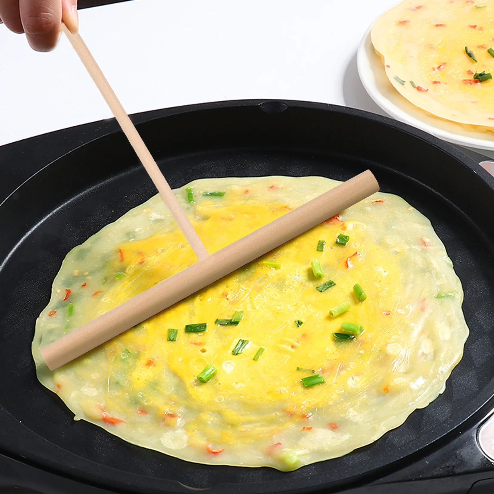 

2Pcs Wooden Crepe Spreader and Spatula Set Beechwood Crepe Pan Maker Cooking Spreaders Pancake Tool Tortilla Spatula