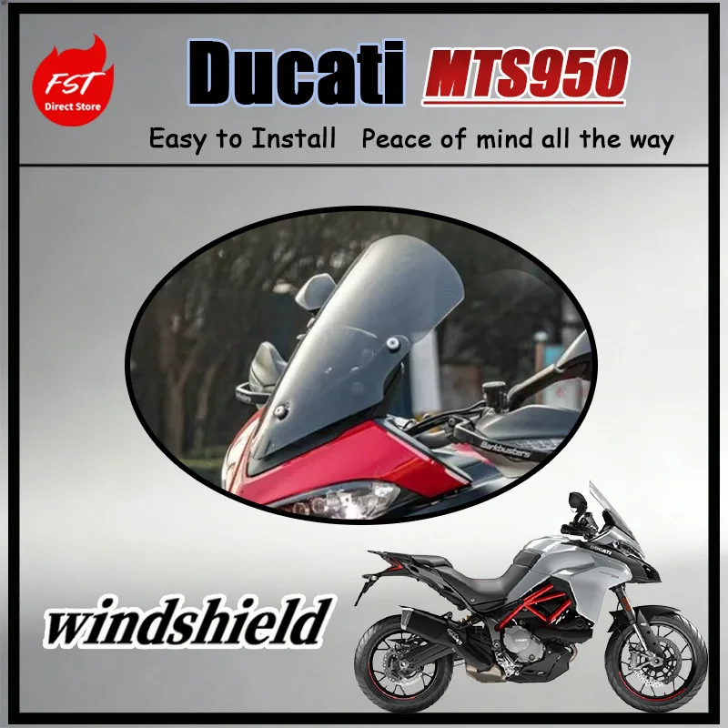 FOR Ducati MTS950 MTS1200 MTS1260 Raised Windshield HD Clear/Dark Smoke Anti-Yellowing Anti-Scratch Turbulence Reduction