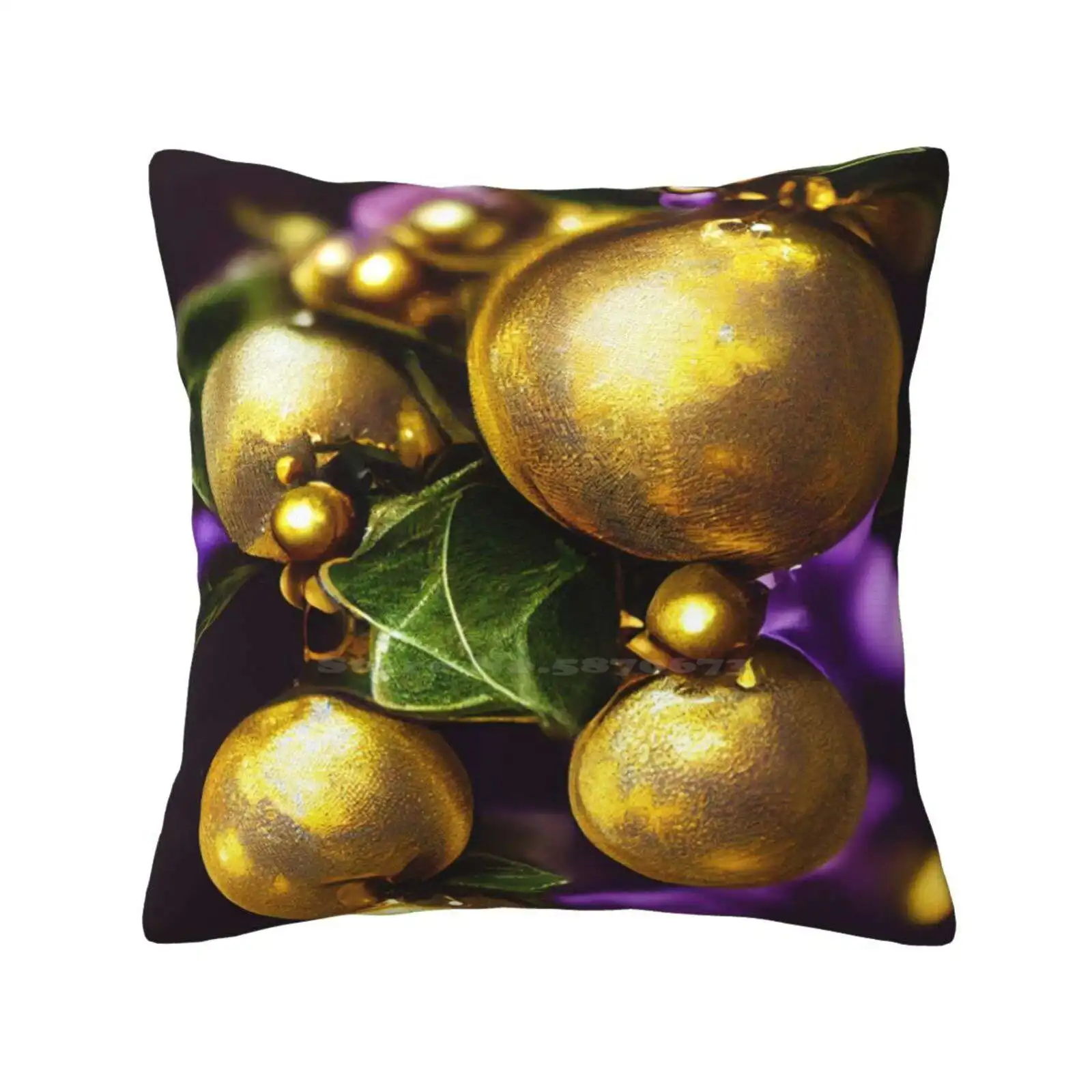 Purple And Gold Ornaments Home Sofa Car Waist Throw Pillowcase Purple And Gold Berries Floral Jewels Bedazzled Diamond Fall