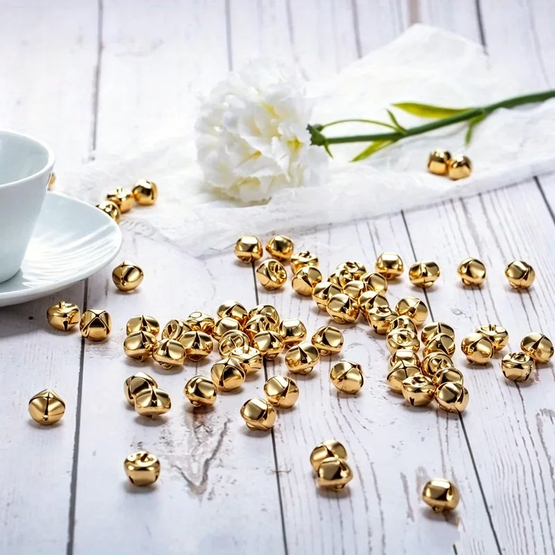160 pcs 6mm Cross Bells, Clear Crisp Sound, suitable for Pet Collar Charm, Small Delicate Size, Multipurpose, Gold
