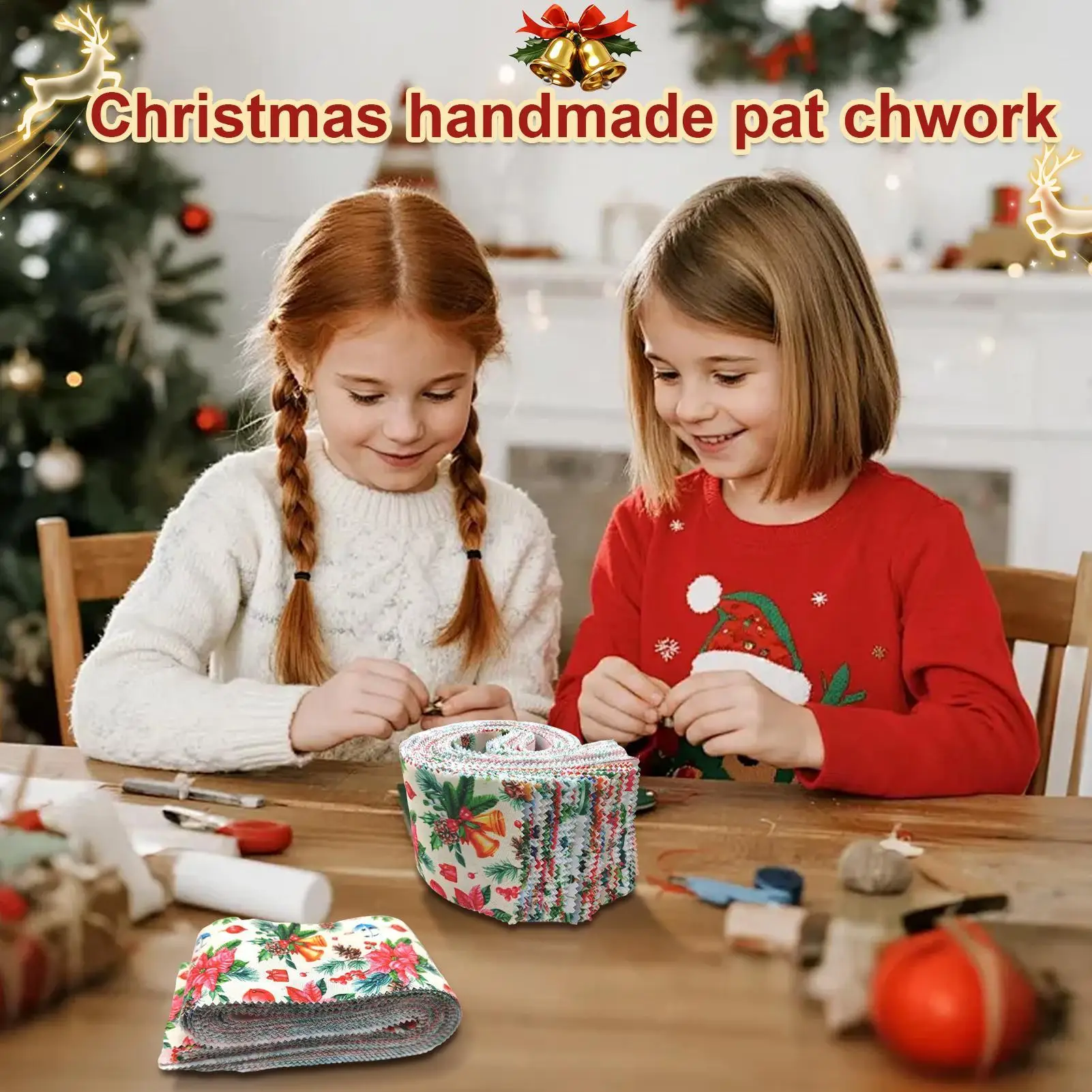 40 قطعة عيد الميلاد النسيج المربعات هلام لفة شرائط لخياطة اللحف الحرف DIY بها بنفسك التطريز عطلة ديكور حفلات صياغة لوازم