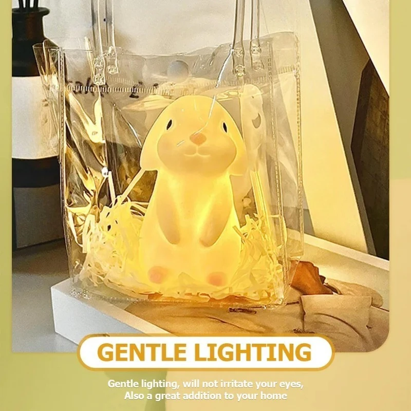 Rabbit Small Night Light Electronic Luminous Toy Figure Warm Light Atmosphere Decoration Cute Shape Table Lamps