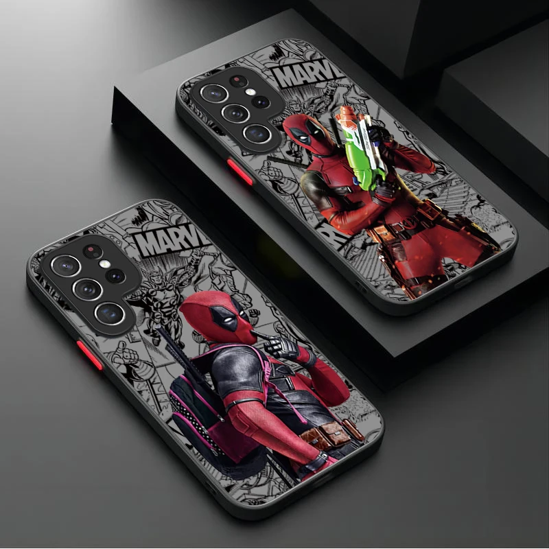 Marvel Deadpool-funda de teléfono mate para Samsung Galaxy S24 S23 S22 Ultra S21 S20 FE S10 Plus Note 20 10 A15 A25 A35 A55