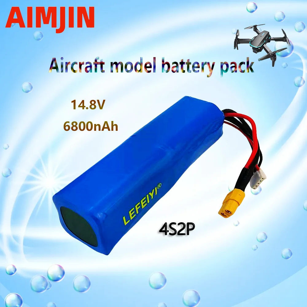 

14.8V 6800mAh 4S2P High Capacity 16.8V Li-ion Battery UAV Rechargeable for Various RC Airplane Drone Quadrotor XH2.54-5P XT60