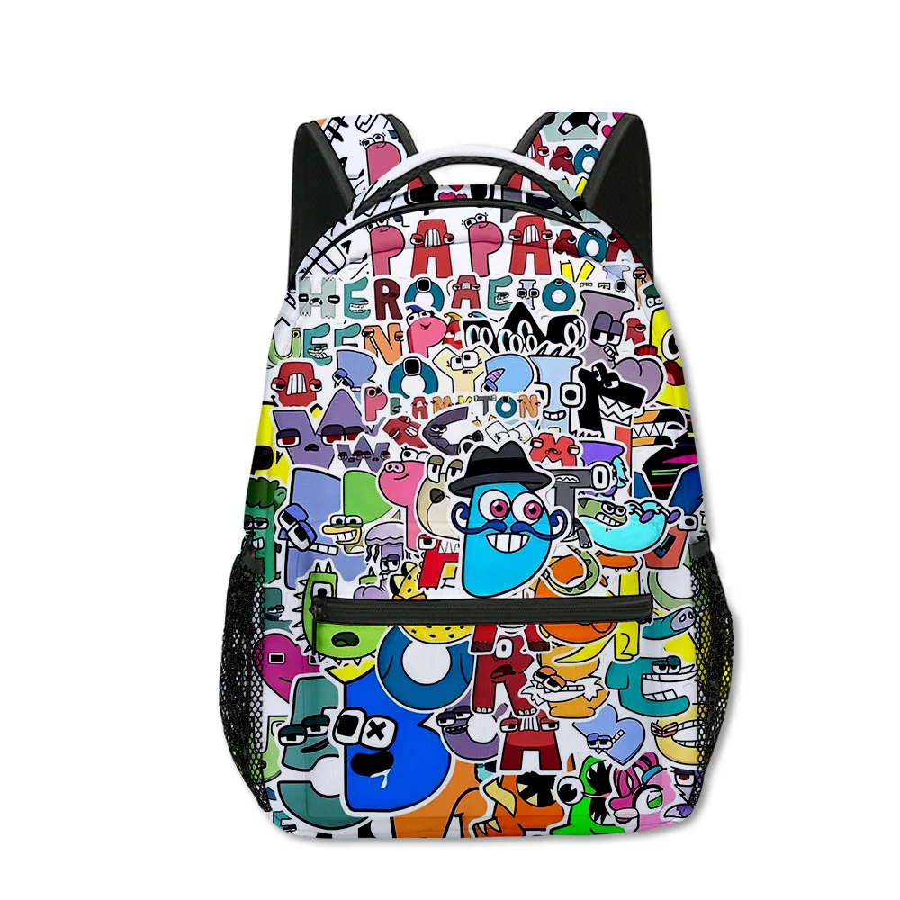 Classic Popular Alphabet Lore student Bookbag Notebook Backpacks 3D Print Oxford Waterproof Boys/Girls Travel Backpacks