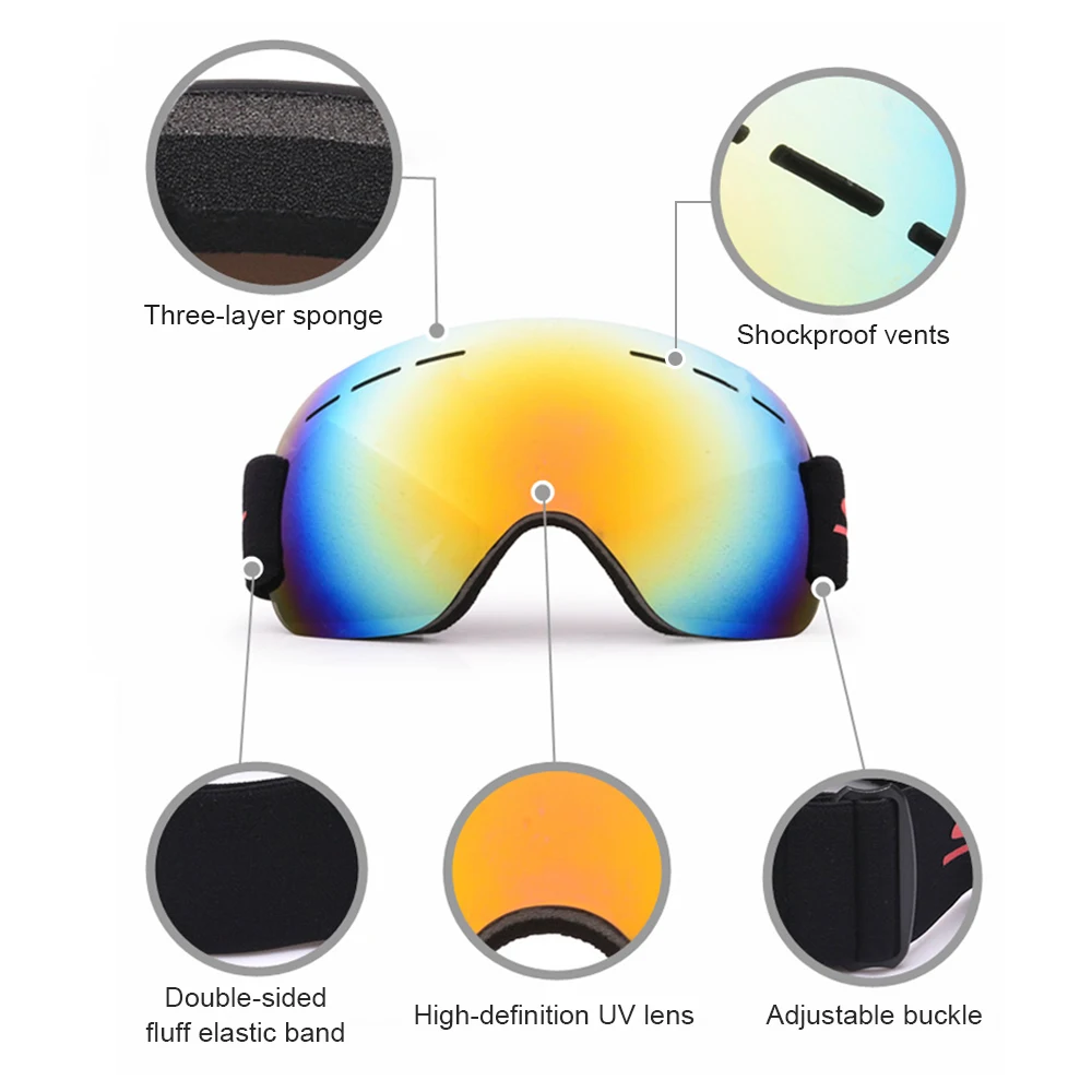 1Pcs Ski Goggles Double Layers Anti-Fog UV400 Snowboard Snow Goggles Snowmobile Glasses Eyewear Outdoor Sport Skiing Goggles