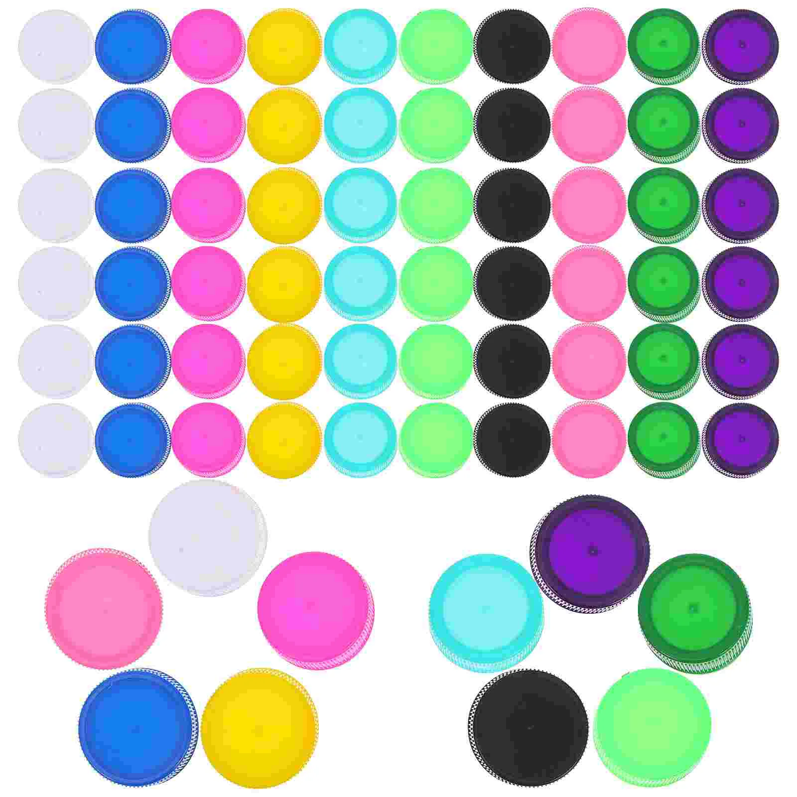 100pcs Colorful Bottle Cover Kids DIY Plastic Bottle Caps Bottle Lids Handcraft Material for Kindergarten DIY Craft Projects