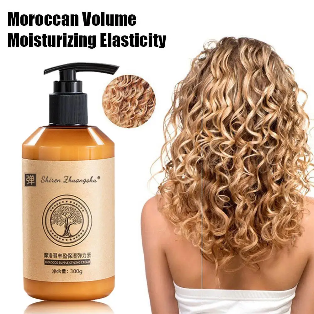 Moroccan Moisturizing Elasticity Long-lasting Styling Gel Moisturizing Setting Cream Volumizing Pump-Hair Shape 300g Gel