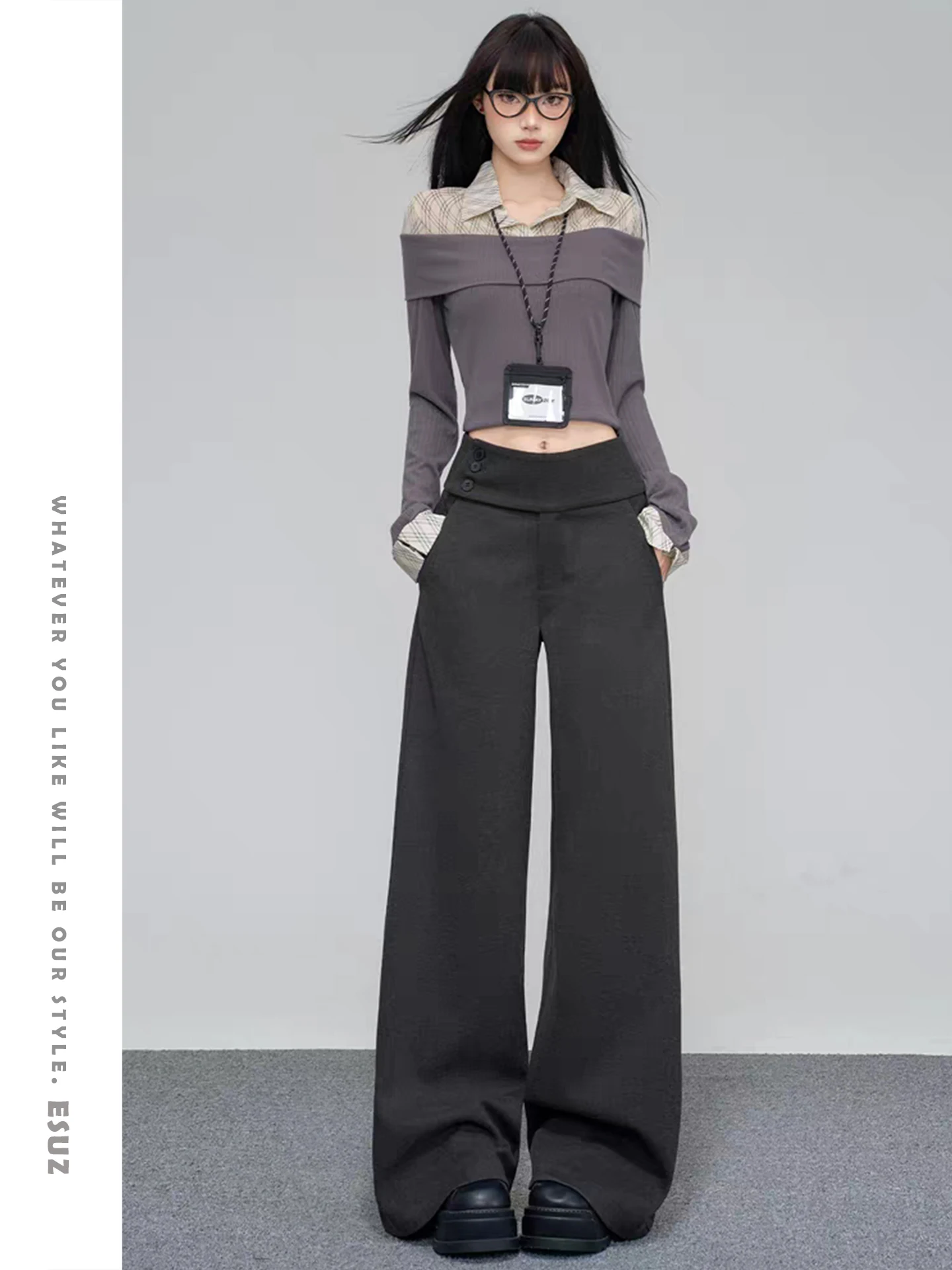 

Шерстяные повседневные брюки Off Thi для женщин с глубоким вырезом на пуговицах, утягивающие, свободного кроя, с высокой талией, прямые, осенние