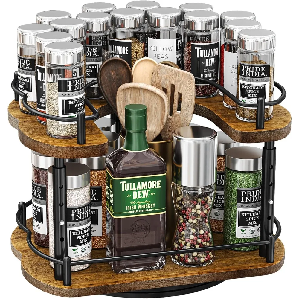 

Lazy Susan Organizer Spice Rack - Height Adjustable Rotating Lazy Turntable Spice Organization