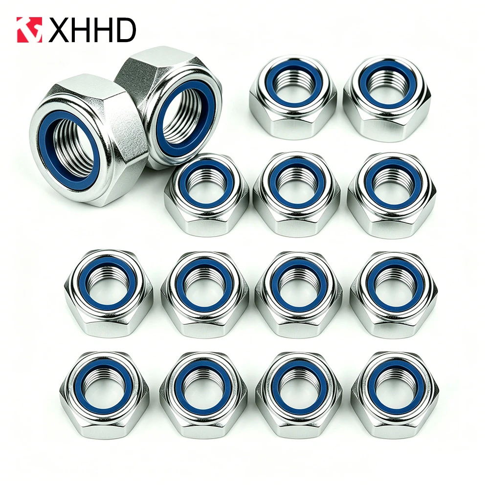 DIN985 Stainless Steel Nylon Lock Nuts M2M3M4M5M6M8 Anti-Slip Self-Locking Hexagon Nut for Electronic Equipment Home Appliances