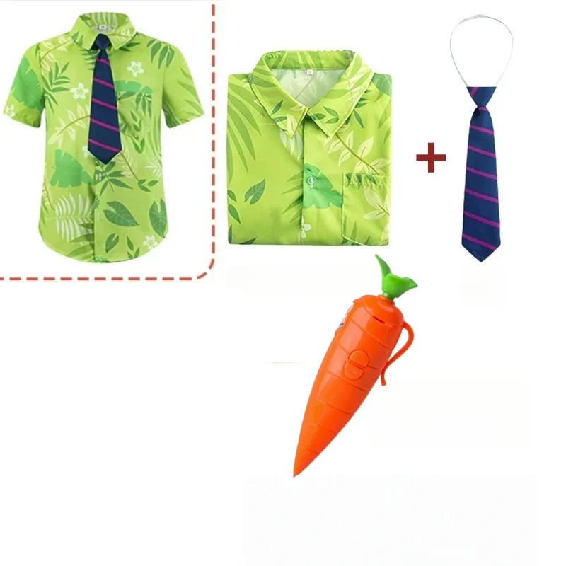 Disfraces de Cosplay de Zorro, Camisa de Verano, Corbata, Grabación de Voz, Trajes de Zanahoria, Regalos para Fiestas de Halloween, Carnaval, Cosplay, Adultos, Unisex, Niños