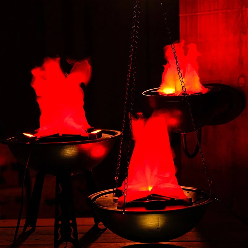 Halloween Fake Flame Decoration Simulation Hanging LED Flame Light Fake Fire Burning Props Haunted House Bar Shop Home Decor