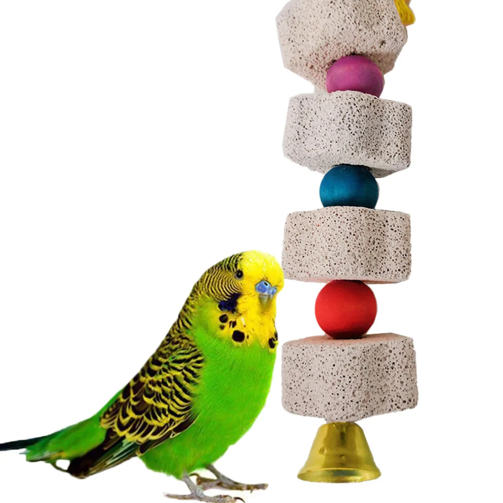

Hanging Parrot Chewing Stone Decorative Accessory Durable Safe Creative Pet Gift Random Color Parrot Toy Decorative Bird Toy