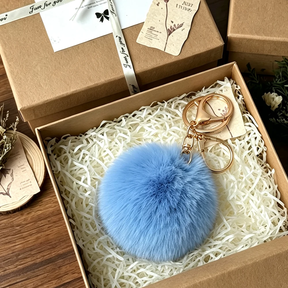 Flauschiger Kugel-Anhänger, Schlüsselanhänger, künstliches Fell, Bommel, niedliche Bonbonfarben, Schlüsselanhänger, Charms, Schmuck, Schlüsselanhänger, Ring für Frauen, Tasche, Geschenk – Detail 6
