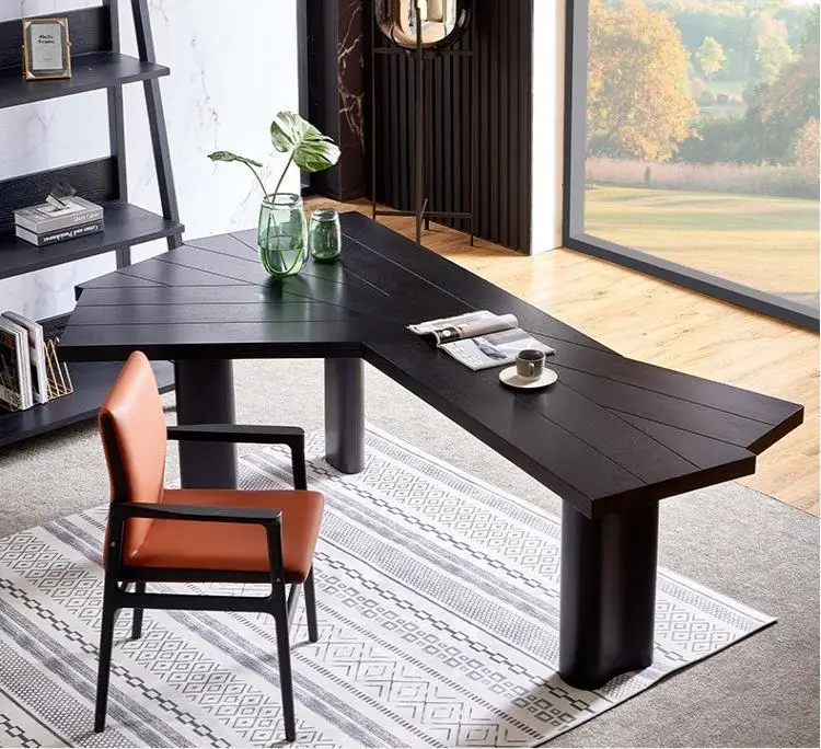 Nordic solid wood desk modern special-shaped desk log computer long