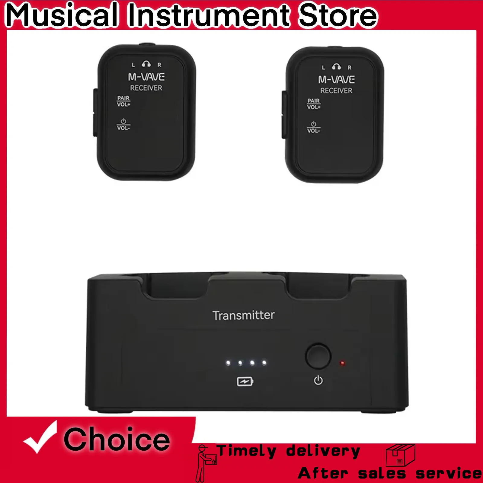 

﻿ Беспроводная система M-VAVE, передатчик, приемник, 2,4 ГГц, низкая задержка, двустороннее прослушивание в режиме реального времени, возврат ушей, аксессуары и детали для гитары