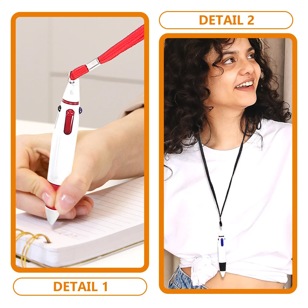 5pcs 4-Color Ballpoint Pens Retractable Neck Lanyard Writing Tool For Office Nurses Students Teachers Home School Stationery