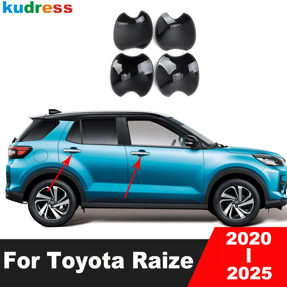 Side Door Handle Bowl Cup Cover Trim For Toyota Raize 2020 2021 2022 2023 2024 2025 Carbon Fiber Car Exterior Accessories